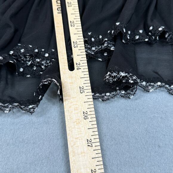 Unbranded Nightie Womens Medium Black Semi Sheer Ruffle Tier Layers V Neck - Picture 5 of 10